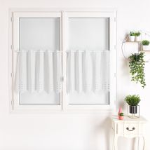 Brise bise étamine base festonnée - Blanc - 150x60 cm - Poly-Lin - Home Maison