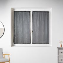 Voilage paire en maille avec des fils lurex argentés - Noir - 60x 135 cm - Polyester - Home Maison