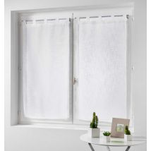 Paire de rideaux - Effet lin - Blanc - Polyester - Home Maison