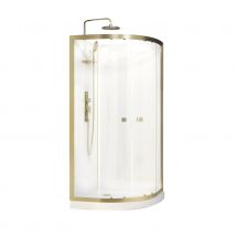 Cabine de douche design doré en aluminium - Doré - 90x90 cm - Aluminium - Home Maison