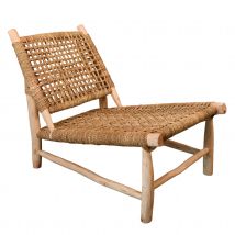 Fauteuil Lounge ajouré bohème - Beige - Bois - Home Maison