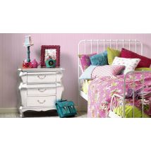 Papier Peint à Rayures Satinées - Rose - Polyester - Home Maison