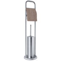 Combiné WC avec Décor Imitation Bois - Argent - Métal/Bois - Home Maison