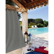 Rideau extérieur imperméable - Gris - Polyester - Home Maison