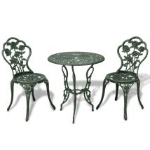 Salon de jardin style bistrot 3 pièces - Vert - Aluminium - Home Maison