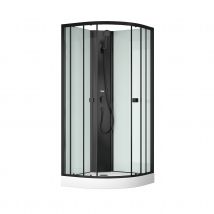 Cabine de douche 1/4 de cercle minimaliste style contemporain - Noir - Home Maison
