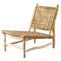 Fauteuil Lounge ajouré bohème - Naturel - 60x80x75 cm - Bois - Home Maison