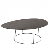 Table basse large ovale en bois et métal - Marron Foncé - 121x80x40 cm - Bois - Home Maison