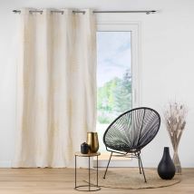Rideau en poly/lin à impressions métallisées - Naturel - 140x240 cm - Lin/Polyester - Home Maison