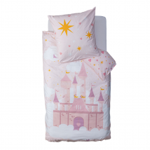 Parure de lit enfant "château" - Rose - Coton - Home Maison