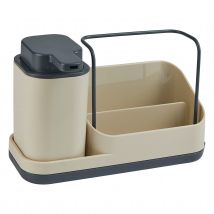 Organisateur d'évier avec distributeur - Naturel - Plastique - Home Maison