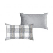Coussin rectangulaire à carreaux - Effet laine - Gris - 30x50 cm - Polyester - Home Maison