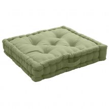 Coussin de sol uni en pur coton - Vert - Coton - Home Maison