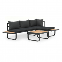 Canapé d'angle extérieur 2 places avec coussins - Gris - Aluminium - Home Maison