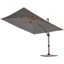 Parasol déporté rectangulaire structure - Effet bois - Gris anthracite - 3x4 m - Aluminium - Home Maison