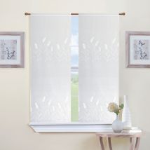 Paire de petits voilages brodés pour fenêtre - Blanc - Polyester - Home Maison