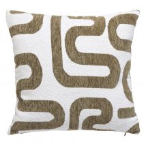 Coussin déhoussable jacquard chenille avec dos en velours - Kaki - Polyester - Home Maison