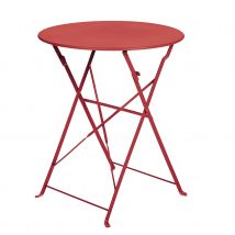 Table de jardin pliante en acier ronde - Rouge - 60x70cm - Métal - Home Maison