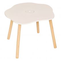Table enfant forme organique avec pieds en bois - Blanc - 55x48x43 cm - Bois - Home Maison
