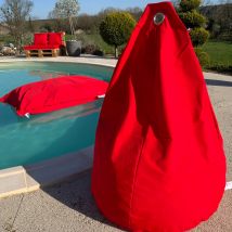 Pouf poire à microbille - Rouge - 80 cm - Polyester - Home Maison