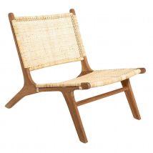 Fauteuil teck et cannage rotin - Naturel - Bois - Home Maison