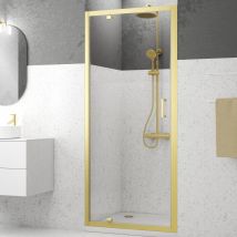 Porte de douche pivotante en or brossé - Jaune - Verre - Home Maison