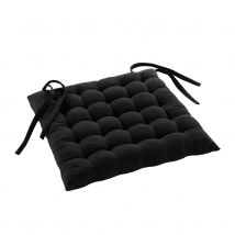 Assise matelassée en coton et polyester recyclé - Noir - 38x38 cm - Coton/Polyester - Home Maison