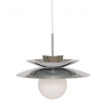 Suspension en métal - Effet chrome avec globe en verre - Argent - 38x38x125 cm - Métal - Home Maison