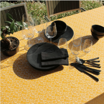 Nappe rectangulaire plastifiée 100% coton - Jaune - Coton - Home Maison