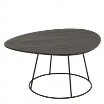 Table basse large ovale en bois et métal - Marron Foncé - 58x54x35 cm - Bois - Home Maison