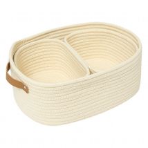 Lot de 3 paniers emboîtables - Ivoire - 35x25x12 cm - Coton/Polyester - Home Maison