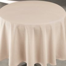 Nappe déperlante anti-taches - Effet lin pour table ronde - Lin - 160x160 cm - Polyester - Home Maison