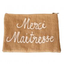 Pochette Jute "Merci maitresse" - Naturel - 27x20 cm - Jute - Home Maison