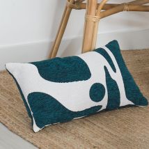 Housse de coussin à motifs organiques - Bleu Paon - Home Maison