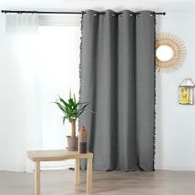 Rideau Original Frangé sur les Côtés - Gris clair - 150x240 cm - Polyester - Home Maison