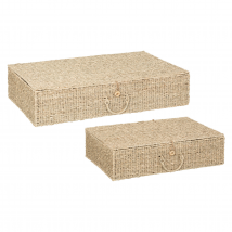 Set de 2 malles en osier - Beige - 80x50 cm - Rotin - Home Maison