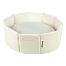 Panier rond en velours côtelé pour chien et chat - Ecru - 38 cm - Polyester/Velours - Home Maison