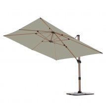Parasol déporté rectangulaire structure - Effet bois - Vert - 3x4 m - Aluminium - Home Maison