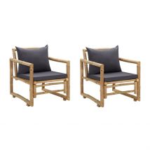 Duo de chaises de jardin en bambou - Gris anthracite - 60x70cm - Bambou - Home Maison