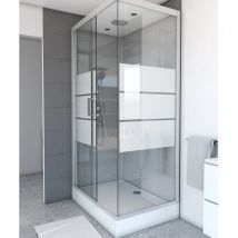 Cabine de douche rectangulaire à bandes laquées - Gris clair - Aluminium/Verre - Home Maison