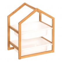 Meuble de rangement enfant avec 2 bacs amovibles - Blanc - 43x30x55 cm - Bois - Home Maison