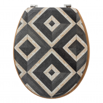 abattant WC à motifs noirs - Gris anthracite - 42x36 cm - Bois - Home Maison