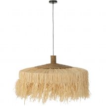 Suspension ronde en raphia - Beige - Home Maison