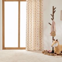 Rideau à oeillets enfant motifs coeurs - Beige - Coton - Home Maison