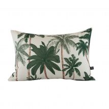 Coussin d'extérieur déperlant imprimé palmiers - Ecru - 40x60 cm - Polyester - Home Maison