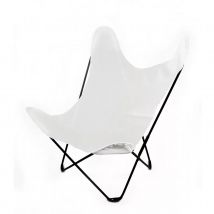 Fauteuil extérieur "Papillon" en toile batyline - Blanc - Toile - Home Maison