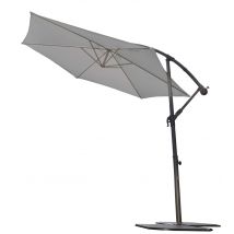 Parasol Ø 3 m Mat Déporté à Manivelle - Gris Perle - Aluminium/Polyester - Home Maison