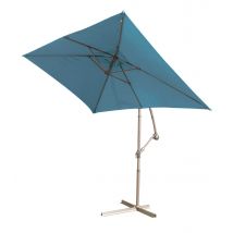 Parasol Structure Métal à Pied Déporté 3 x 2 m - Bleu - 3x2 m - Aluminium/Polyester - Home Maison
