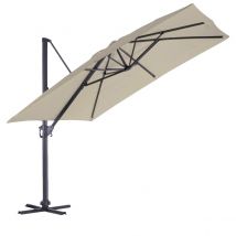 Parasol en Aluminium à Pied Déporté de 3 x 3 m - Ecru - 3 m - Aluminium/Polyester - Home Maison