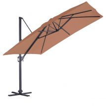 Parasol en Aluminium à Pied Déporté de 3 x 3 m - Terracotta - 3 m - Aluminium/Polyester - Home Maison
